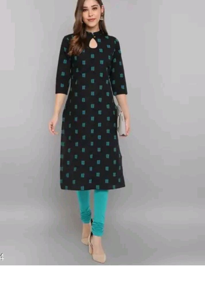 Black And Teal Blue Printed Kurta From Janasya