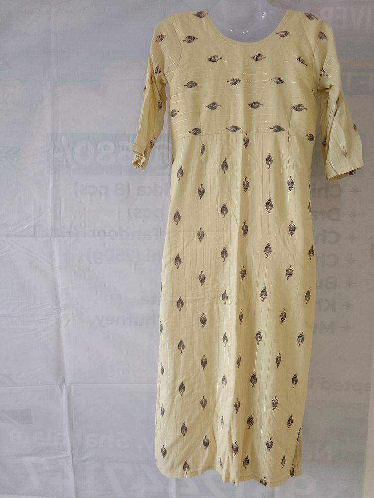 Cream Colour Printed Kurti