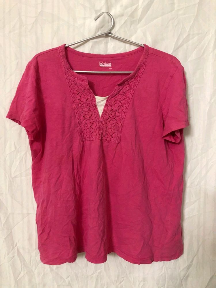 Pink Semiformal Cotton Top