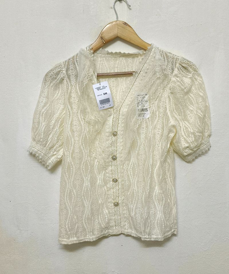 Trendy New Y2k Cream Top For Women