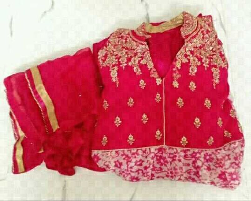 Rose Pink Worked Ethnic Gown