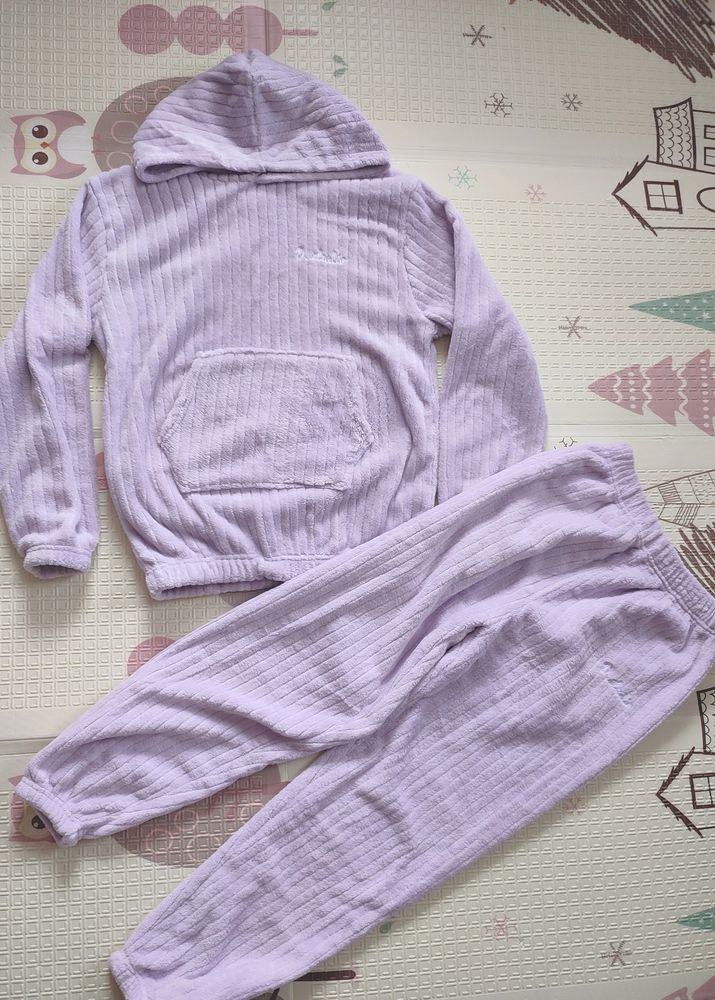 Lavender Fleece Hoodie And Joggers Set/ Coord Set