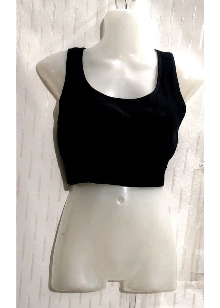 Black Fitted Crop Top