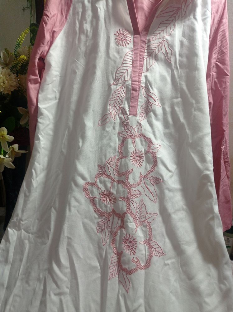 New Kurti Light Pink And White