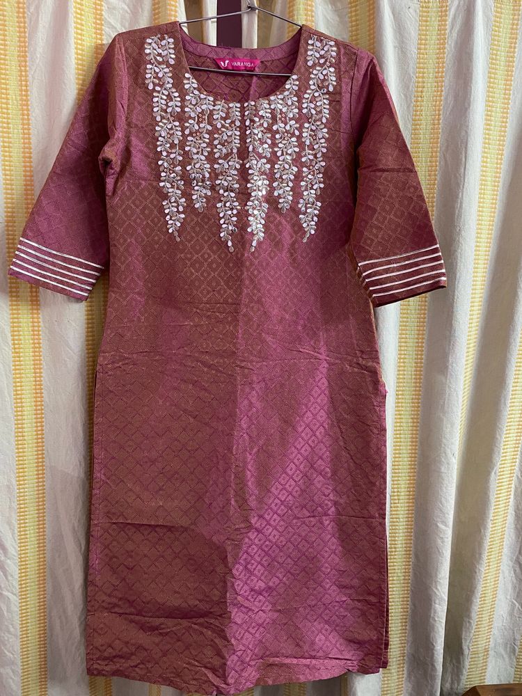 Magenta pink straight kurta