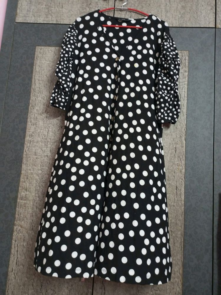 Branded Black Polka Plussize Midi Dress 👗