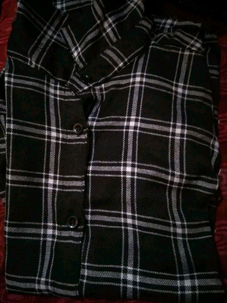 Women Checked Shirt Black And White