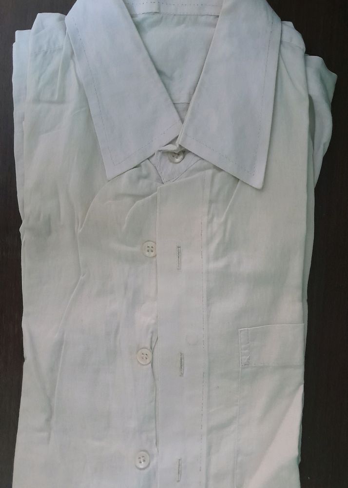 White Cotton Stitched Shirt