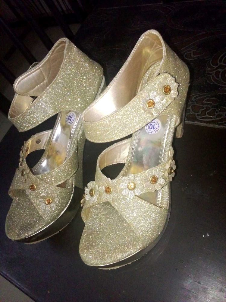 Golden High Heel Sandals