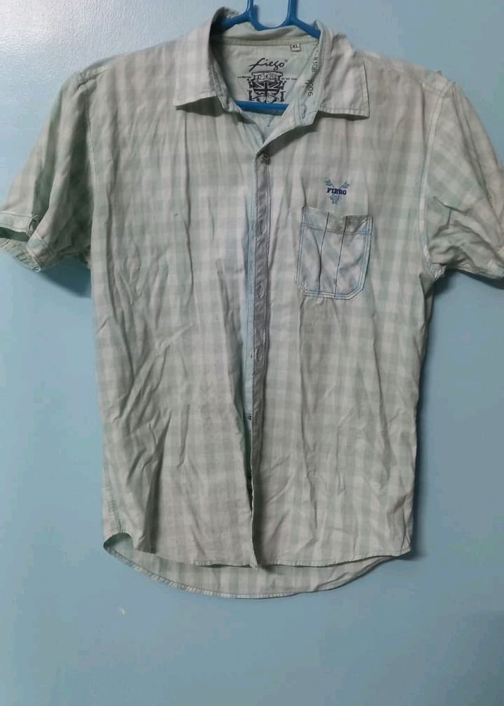 Men Blue And White Shirt