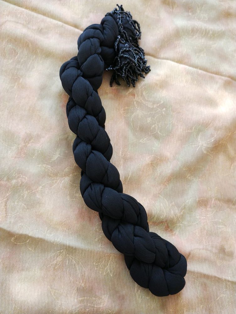 Black Synthetic Dupata with Tassels