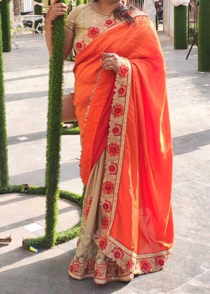 Festive Wear Orange 🧡 Saree