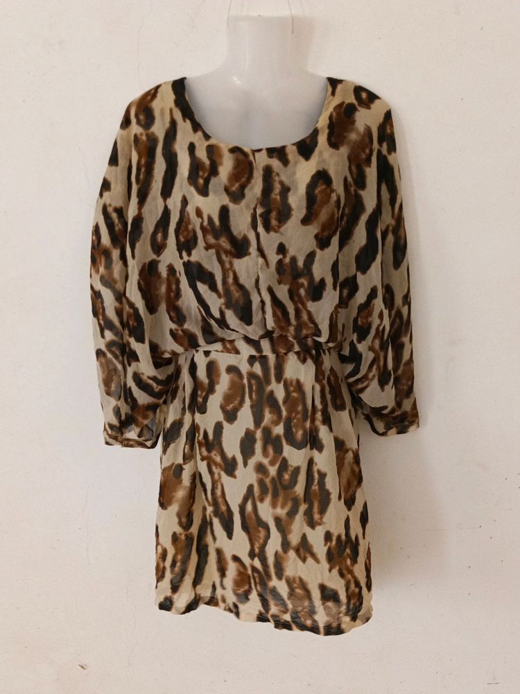 LEOPARD PRINT BAGGY DRESS