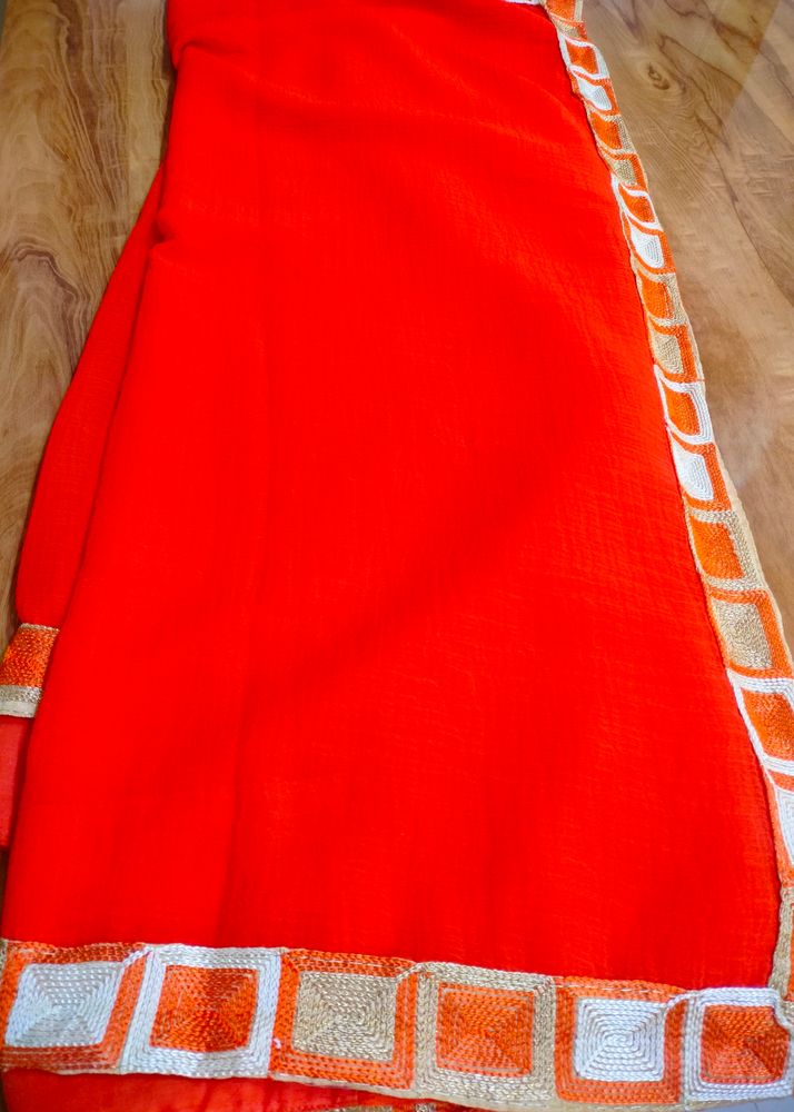 Orangish Colour Crepe Saree