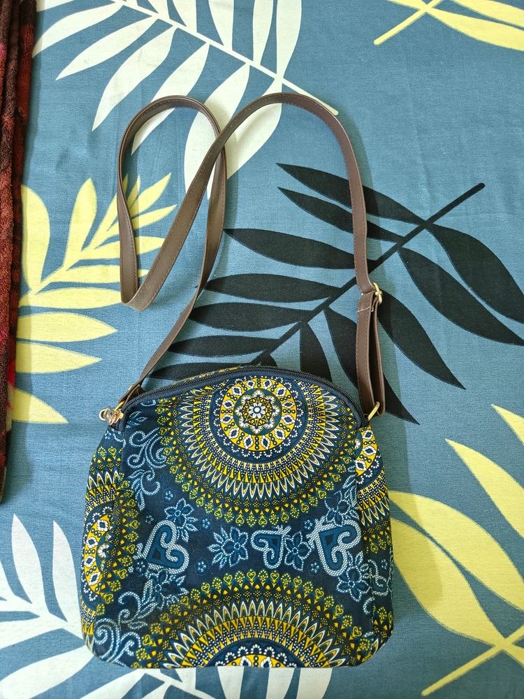 Printed Cotton Blend Sling Bag