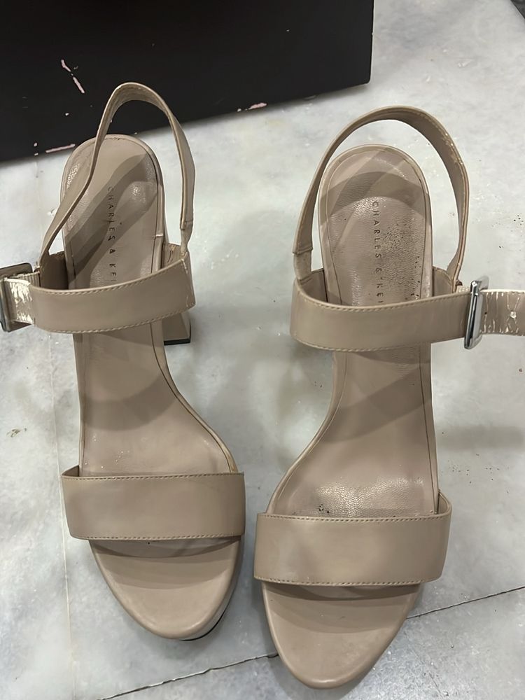 Charles And Keith Nude Pink Block Heels