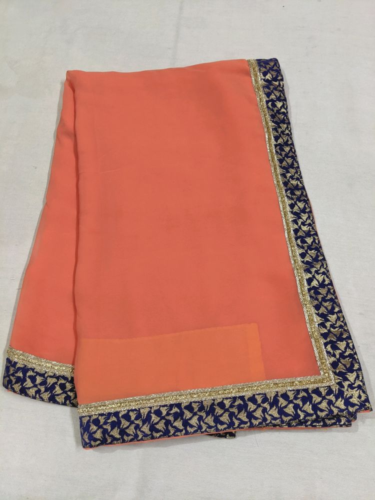 Coral Border Saree With Blouse