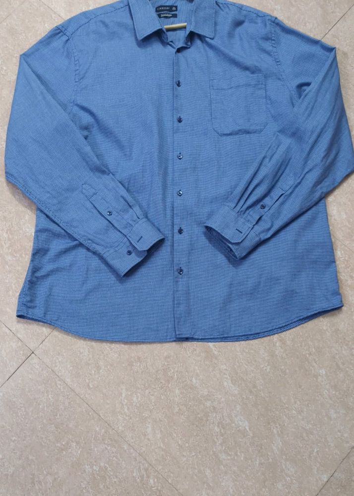 Canda Checkered Blue Casual Shirt