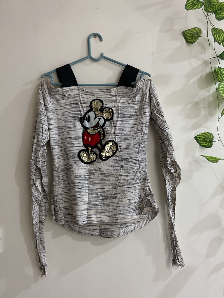 Off Shoulder Mickeymouse Top For Women✨