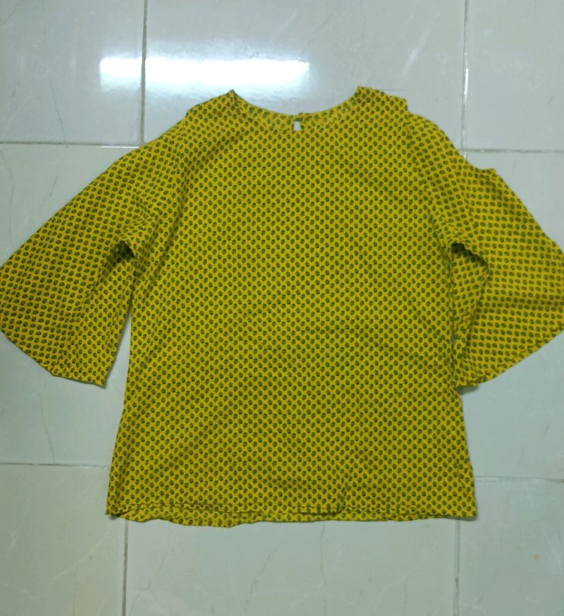 Yellow A-line Top For Causal Wear