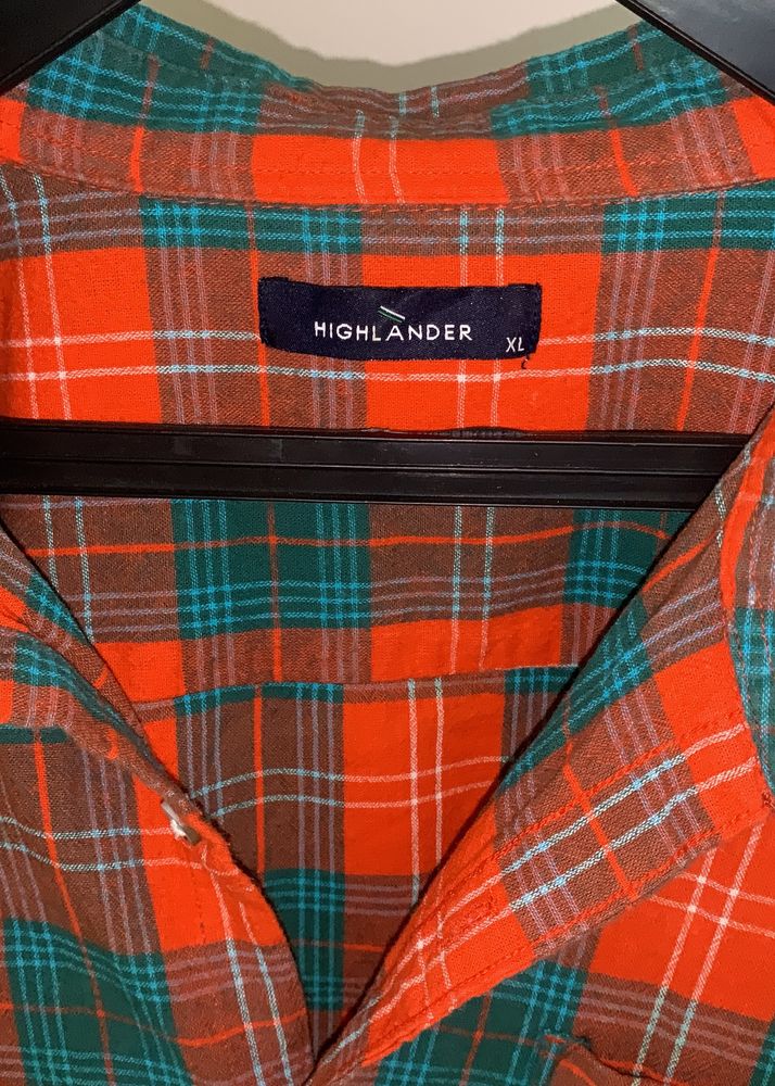 Orange Check Casual Shirt