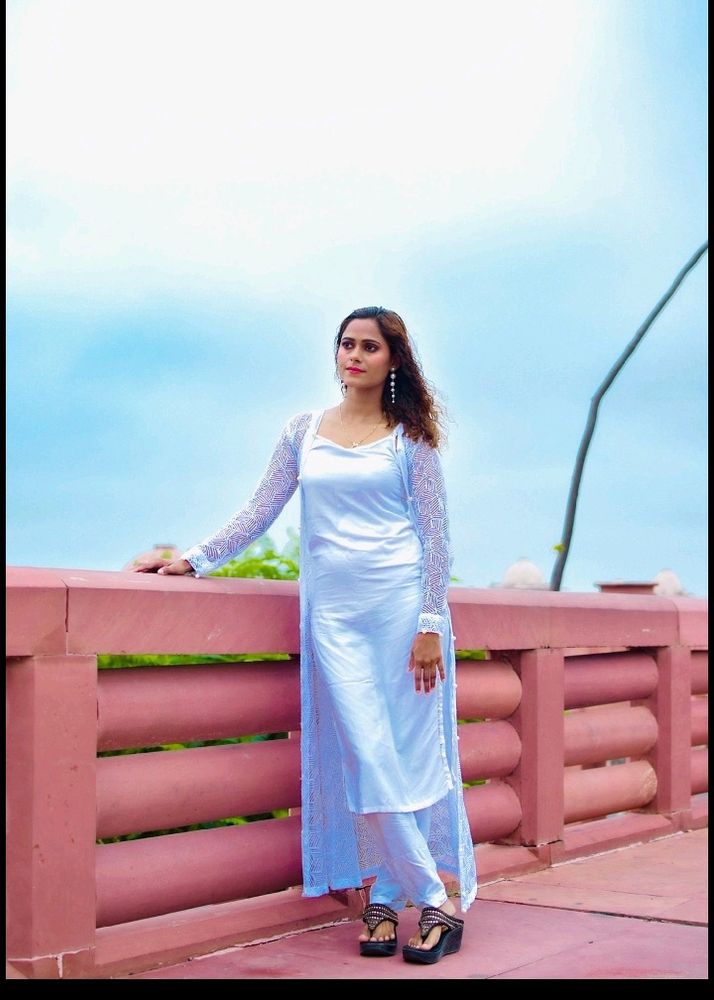 White Kurta Pant With Shrug