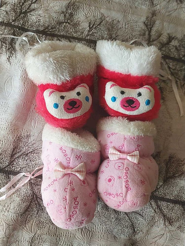 Baby Kids Woolen Warm Shoe Sock Pair Of 2