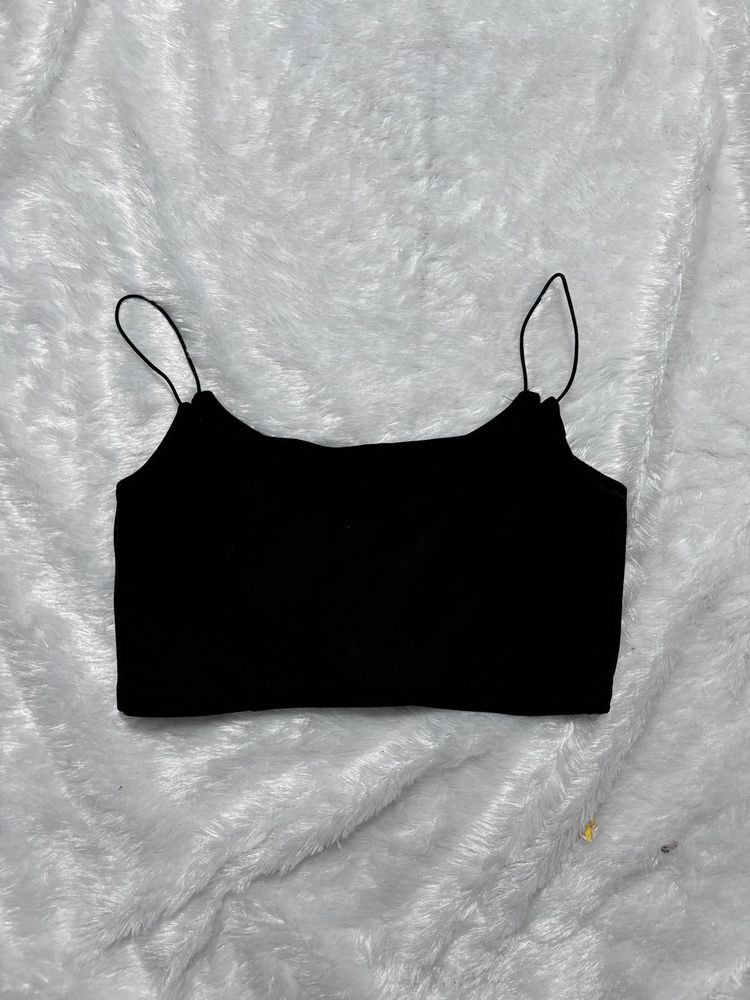 Black Spaghetti Crop Top