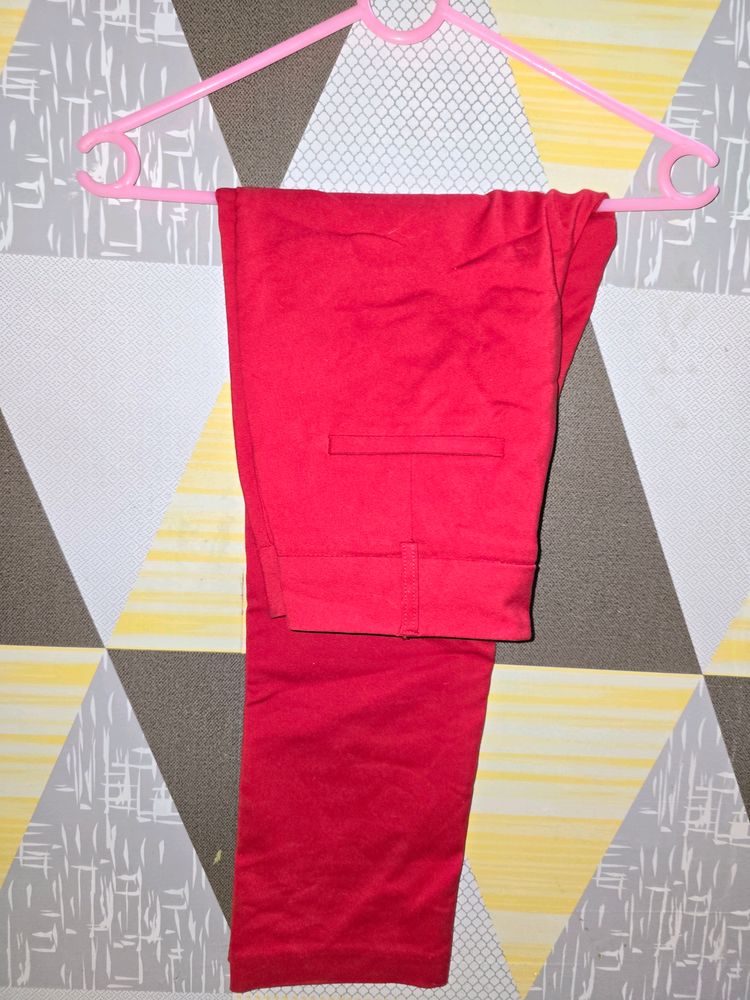 MANGO New Red Ankle Length Trouser