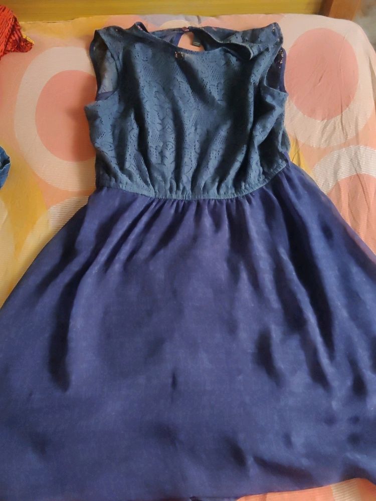 Navy Blue Chiffon Dress