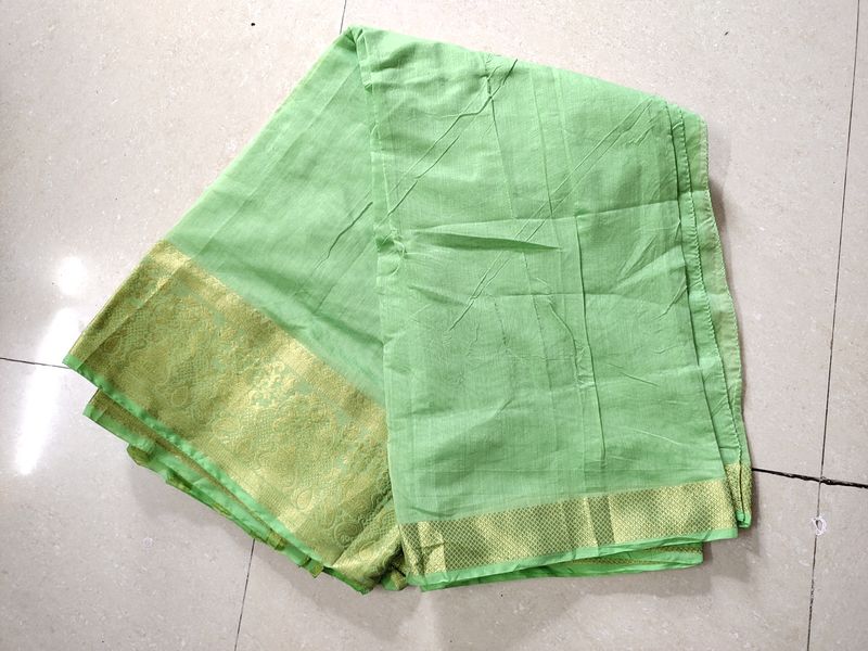 Best Cotton Line Green Saree