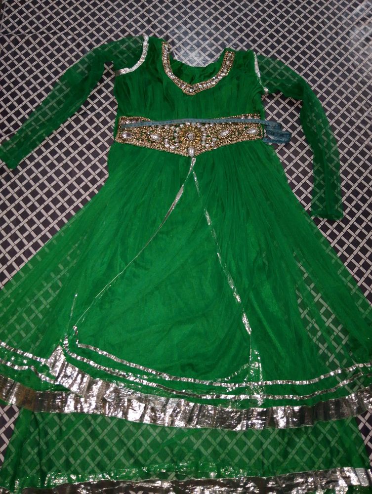 Green Colour Festive Gown