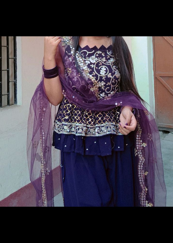 Very Beautiful Purple Sharara Set