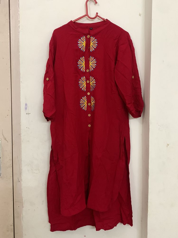 Red Kurta, Size-L,M, Excellent Condition., Cotton