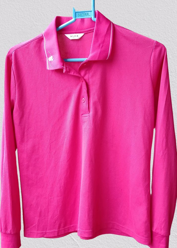 Pretty Pink Sleeve Polo Top