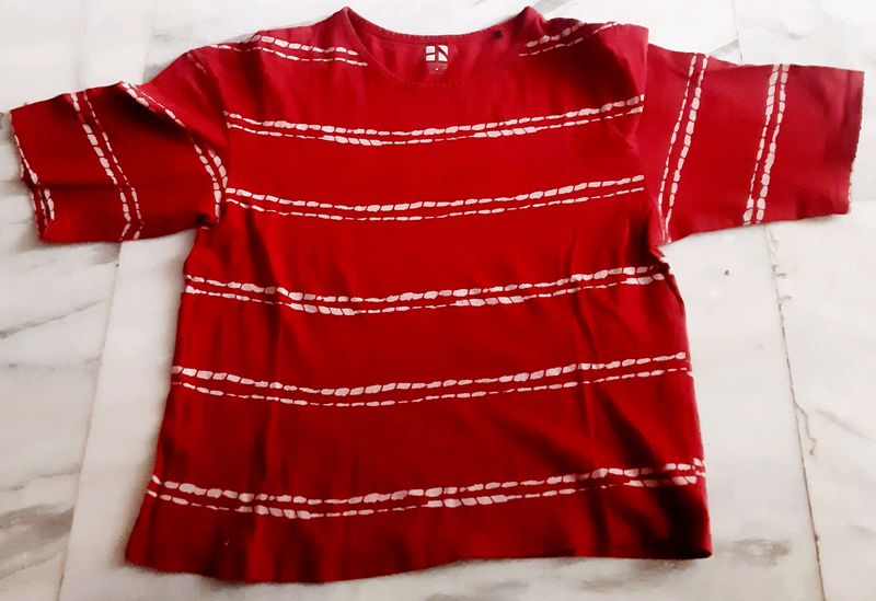 Here&Now RED CROP T-Shirt For Daily Wear