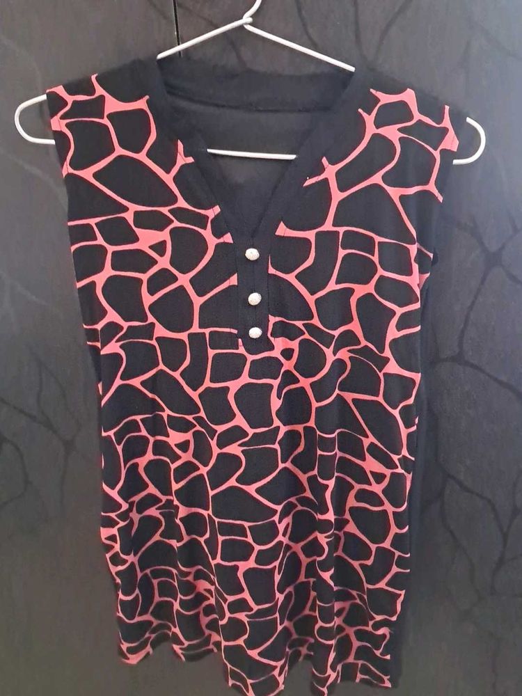 Fancy, Pebble Print, Black N Pink Fancy Top