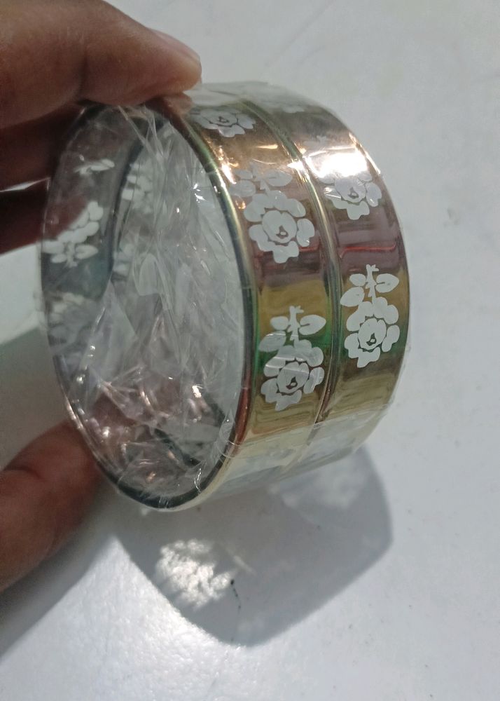 Beautiful Flower Printing Glass Bangle