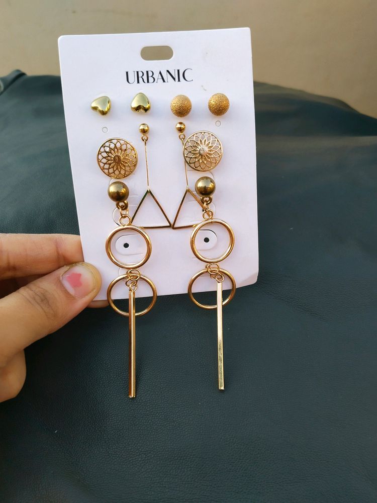 🎉Pack Of 6 Earrings Shiny And Gold Plated Trendy