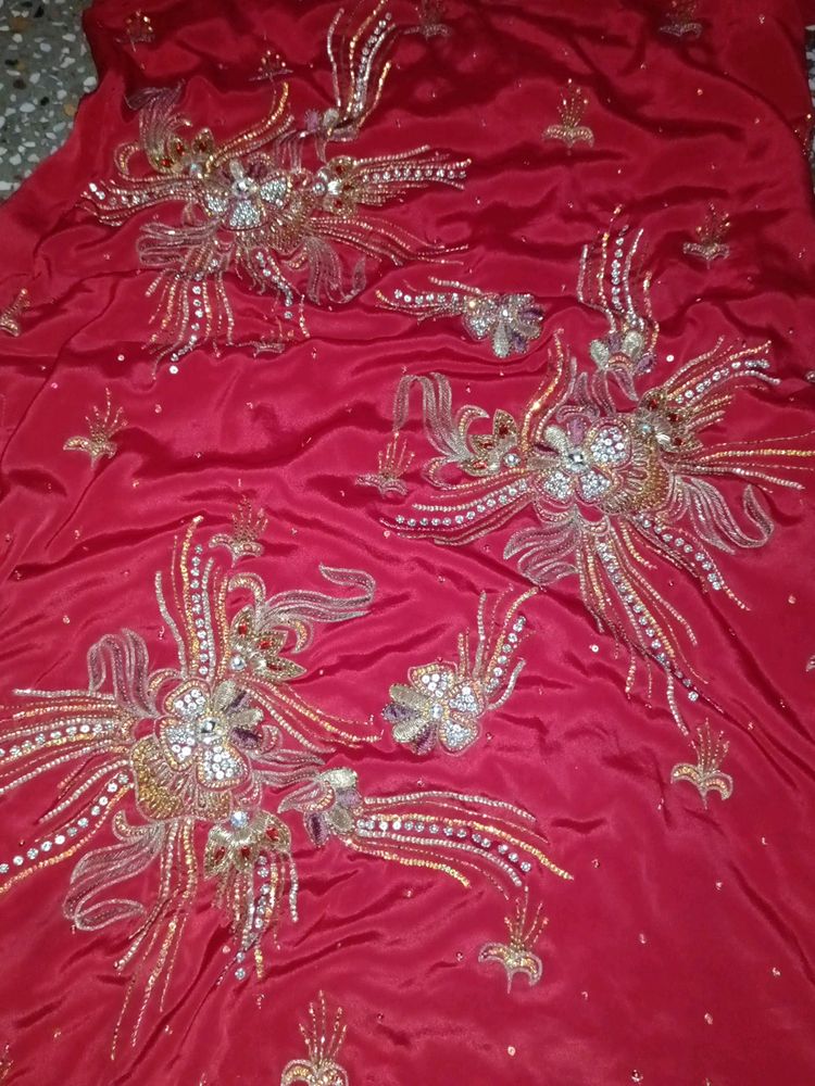 Red Silk Suit With Dupatta