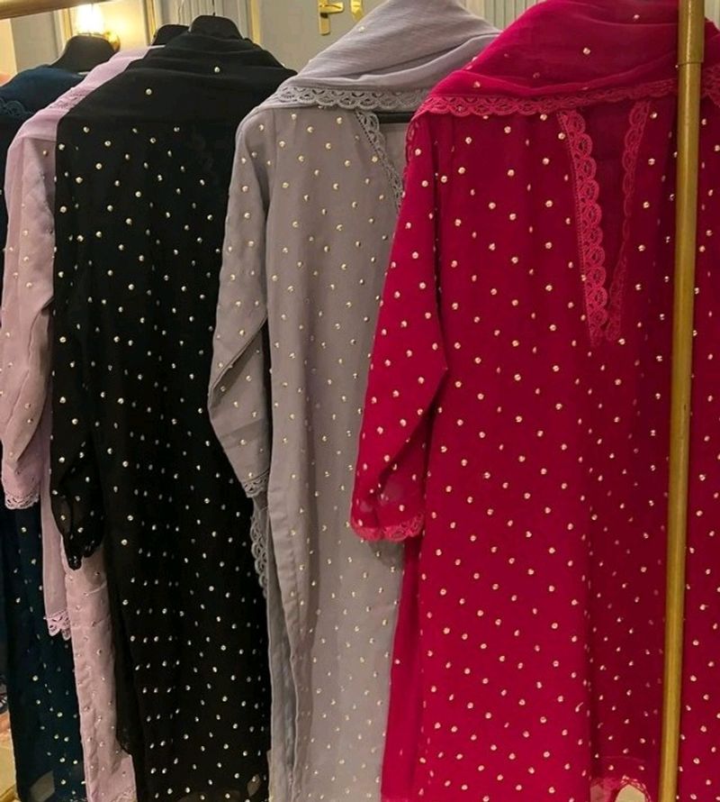 Pakistani Sequence Suits With Bottom And Dupatta.