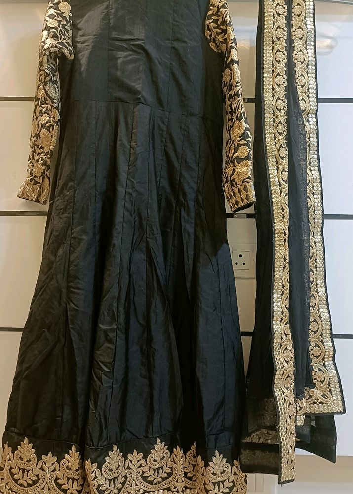 Beautiful Black Heavy Anarkali With Dupatta