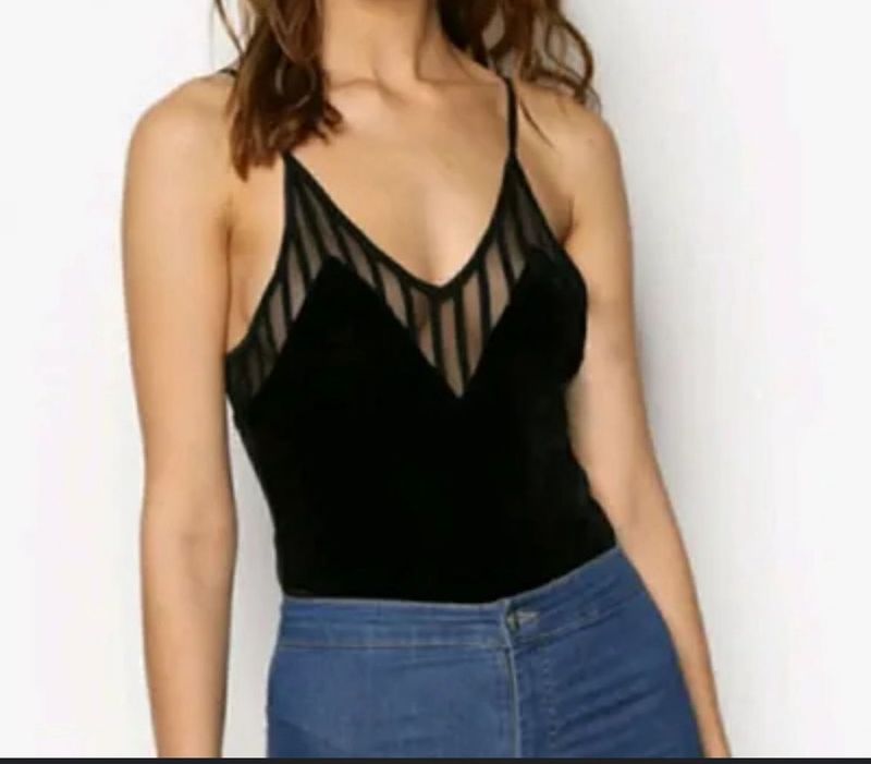 Panelled Velvet Bodysuit