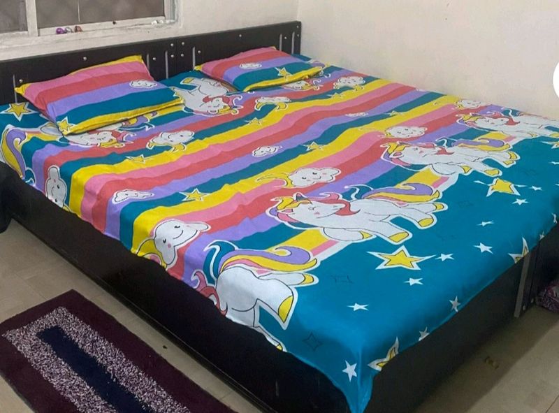 Unicorn Double Bedsheet With Pillow Covers