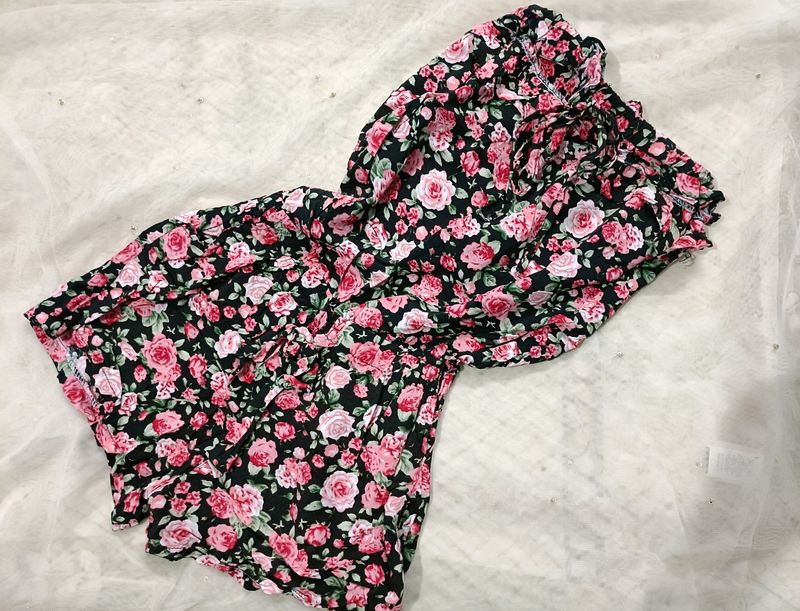 Floral Print Tube Romper💗