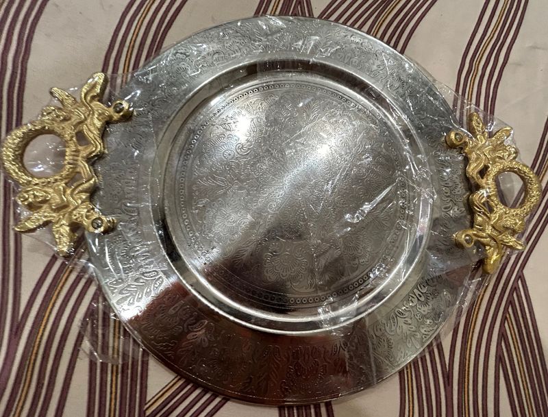 Antique Golden Acrylic Metal Decorative Tray