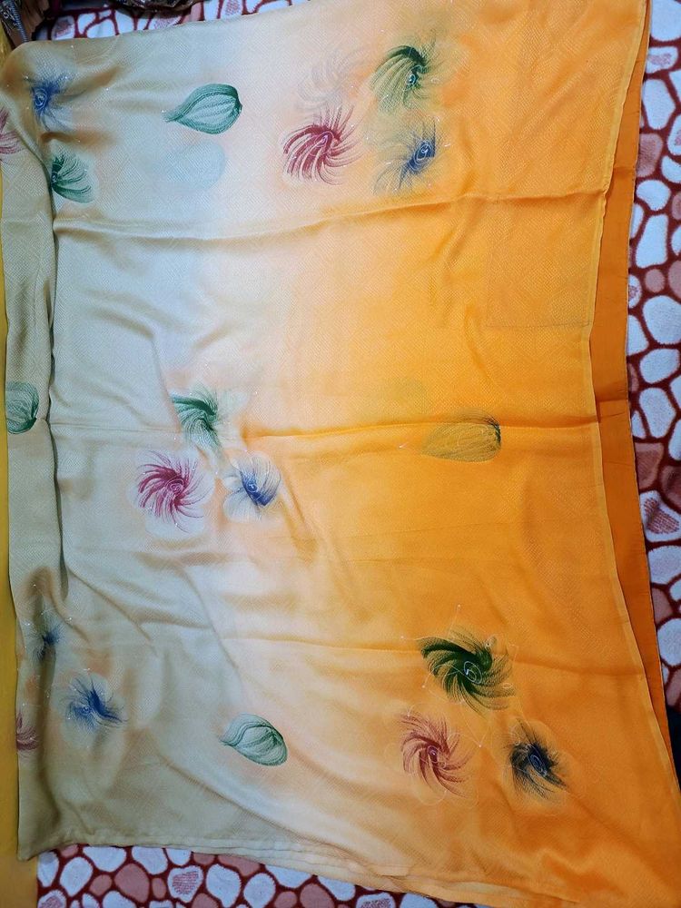 Tri Colour Saree With Cotton Blouse