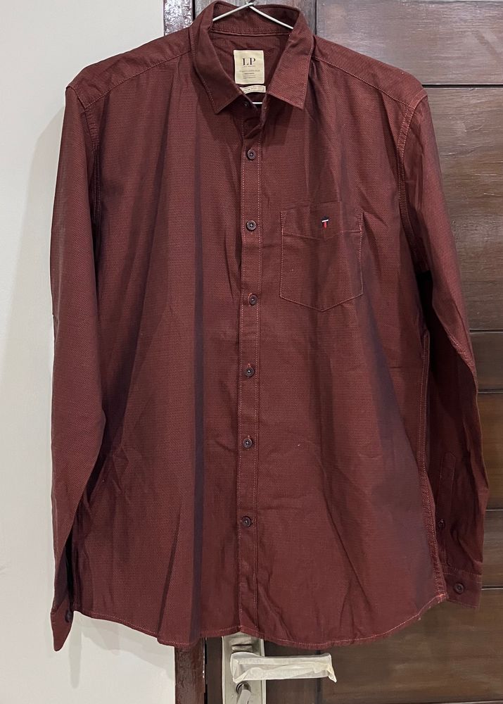 Men Cotton Tan Shirt