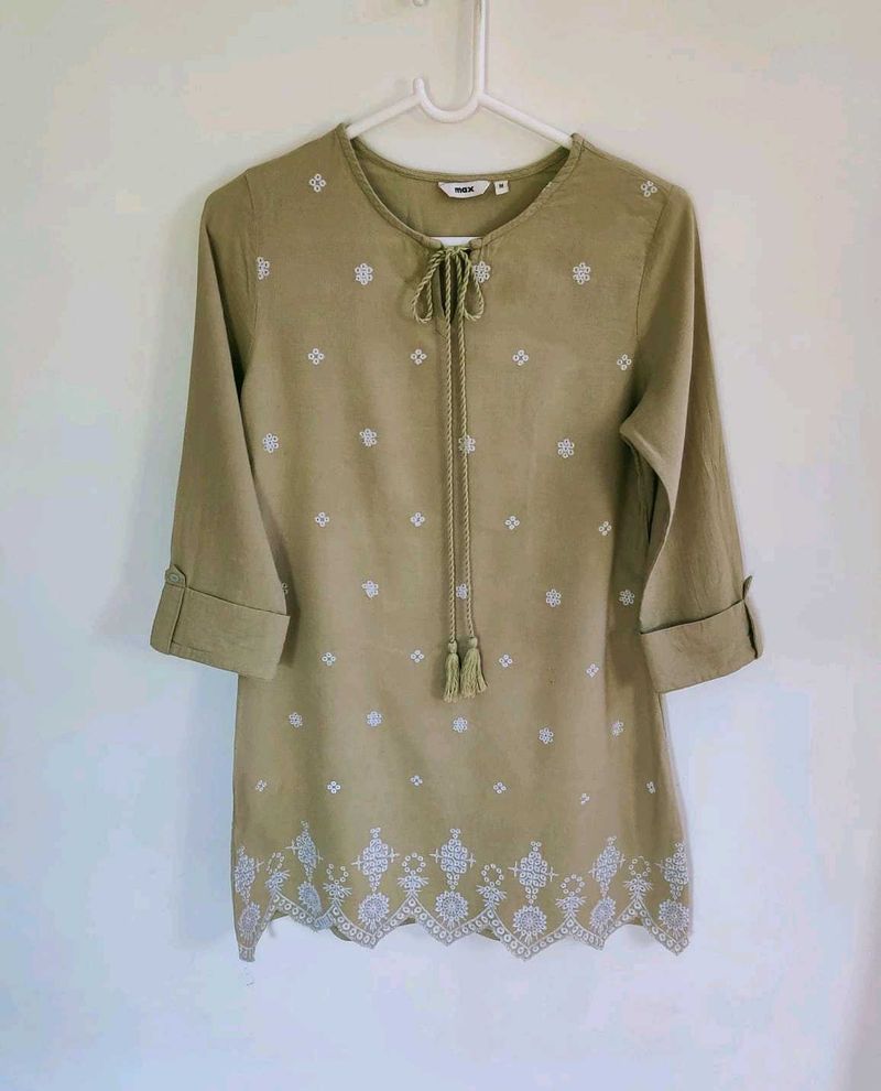 Embroidered Sage Green Tunic