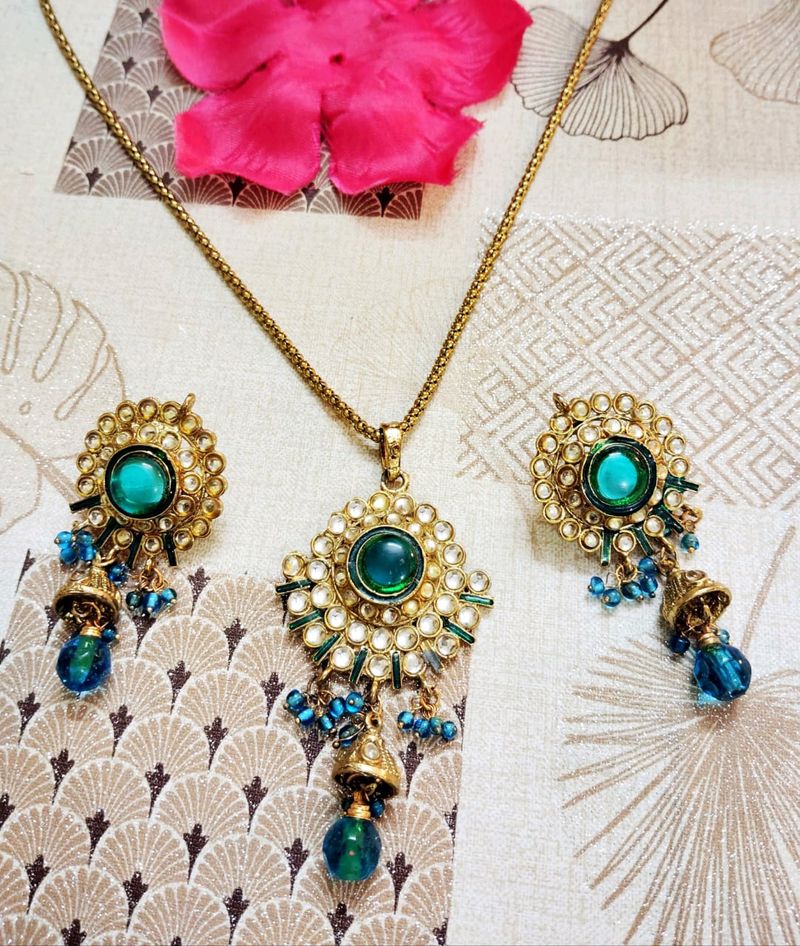 Jewellery Set BLUE Heavy Earrings